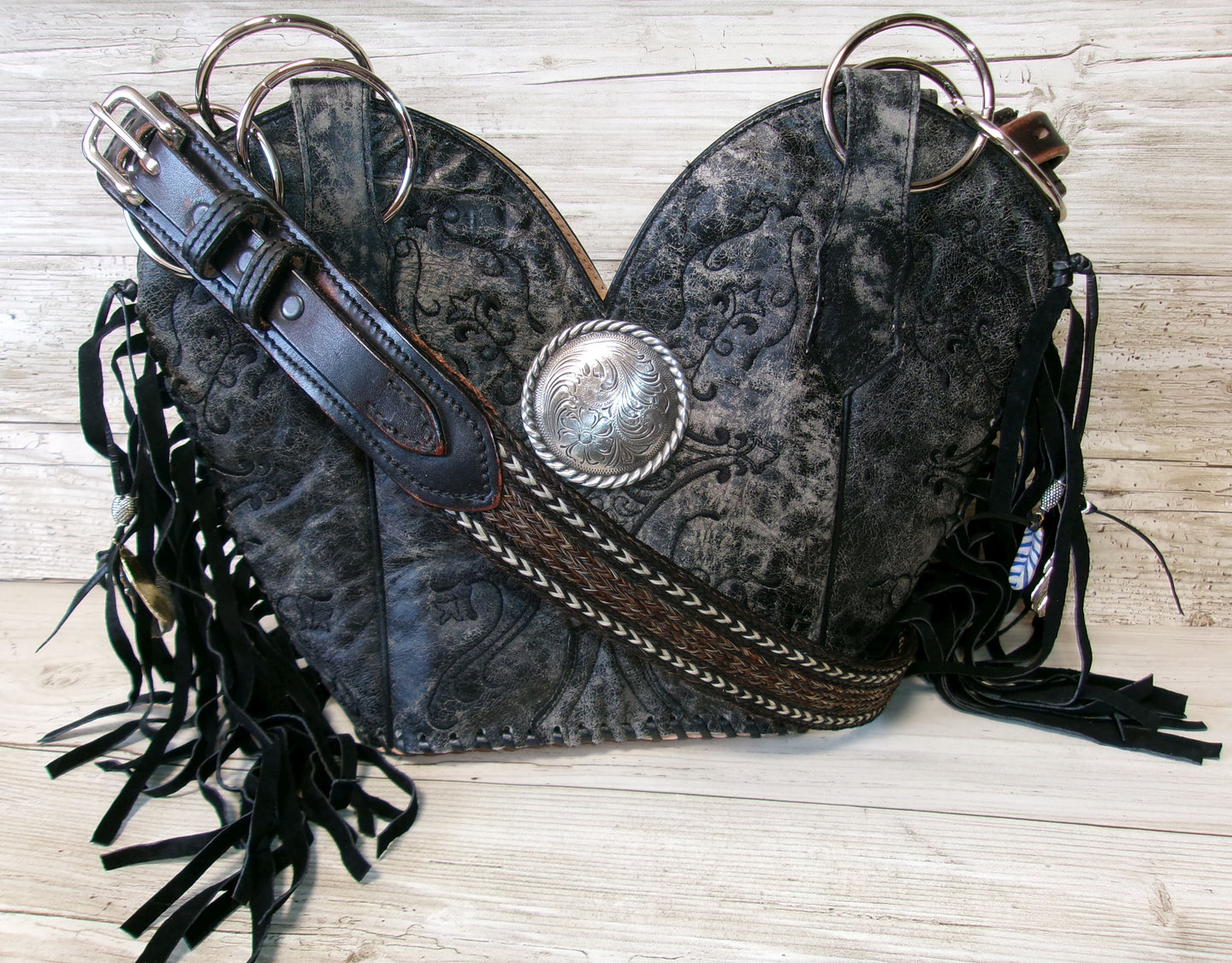 Double Cowboy Boot Purse with Fringe DB351